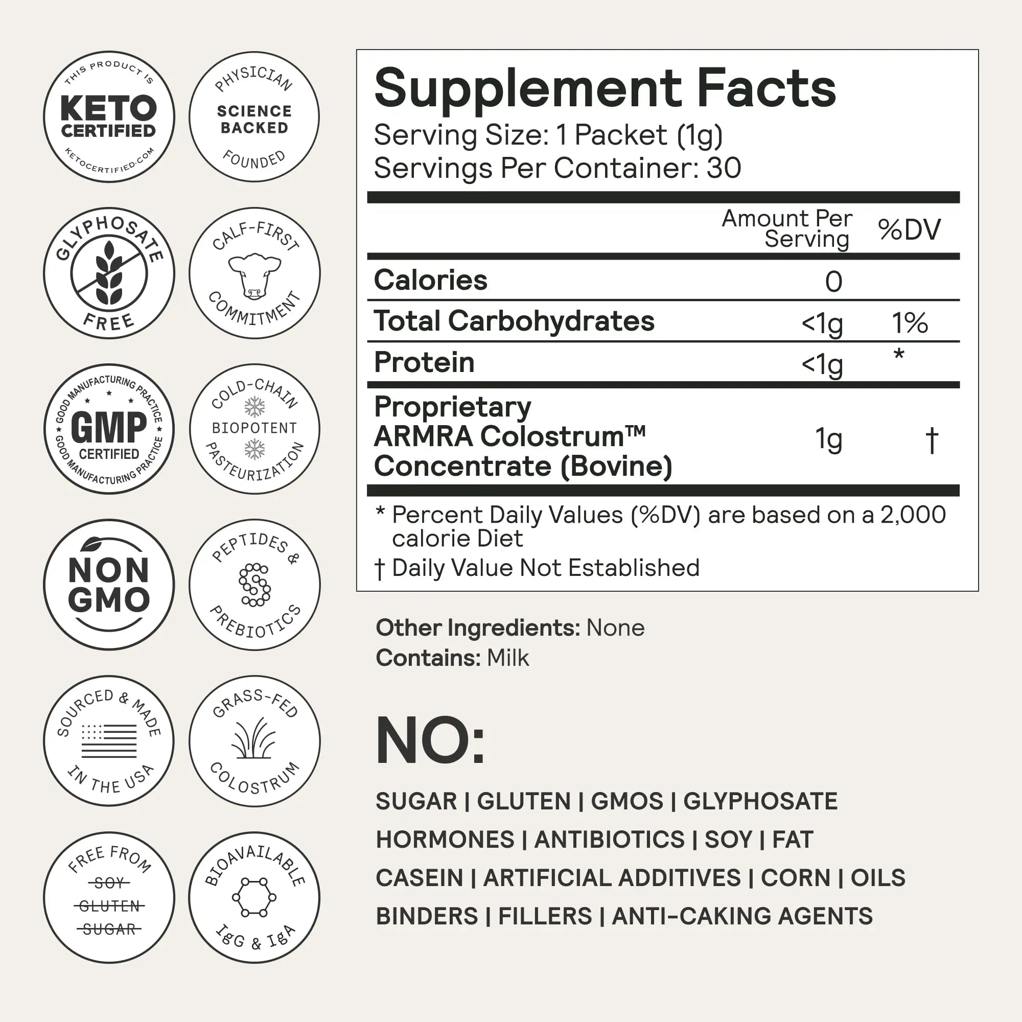 ARMRA Colostrum Powder | Unflavored | Gut Health & Bloating | Skin & Hair | Immunity | Keto, Gluten & Fat-Free | 60 Servings - TrustMedUSA