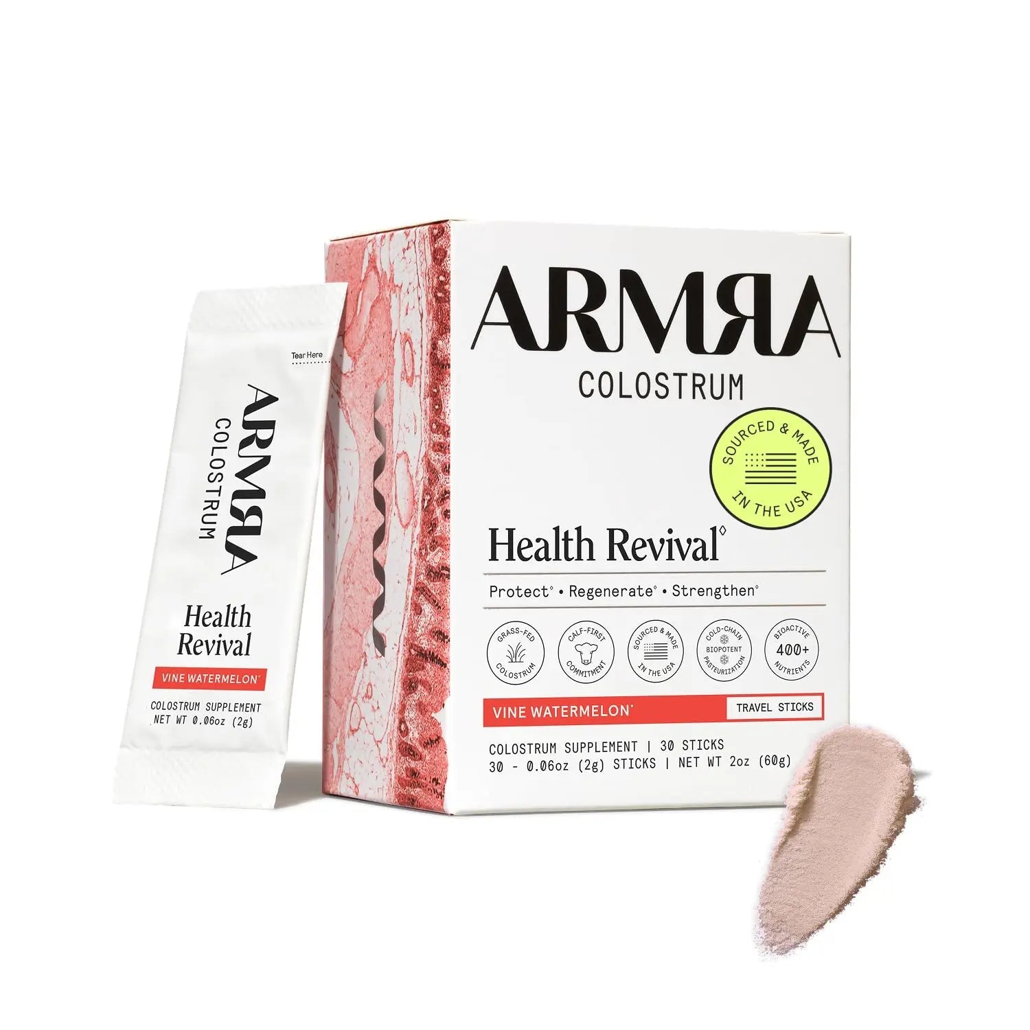 ARMRA Colostrum Powder | Vine Watermelon | Gut Health & Bloating | Skin & Hair | Immunity | Keto, Gluten & Fat-Free | 30 Servings - TrustMedUSA