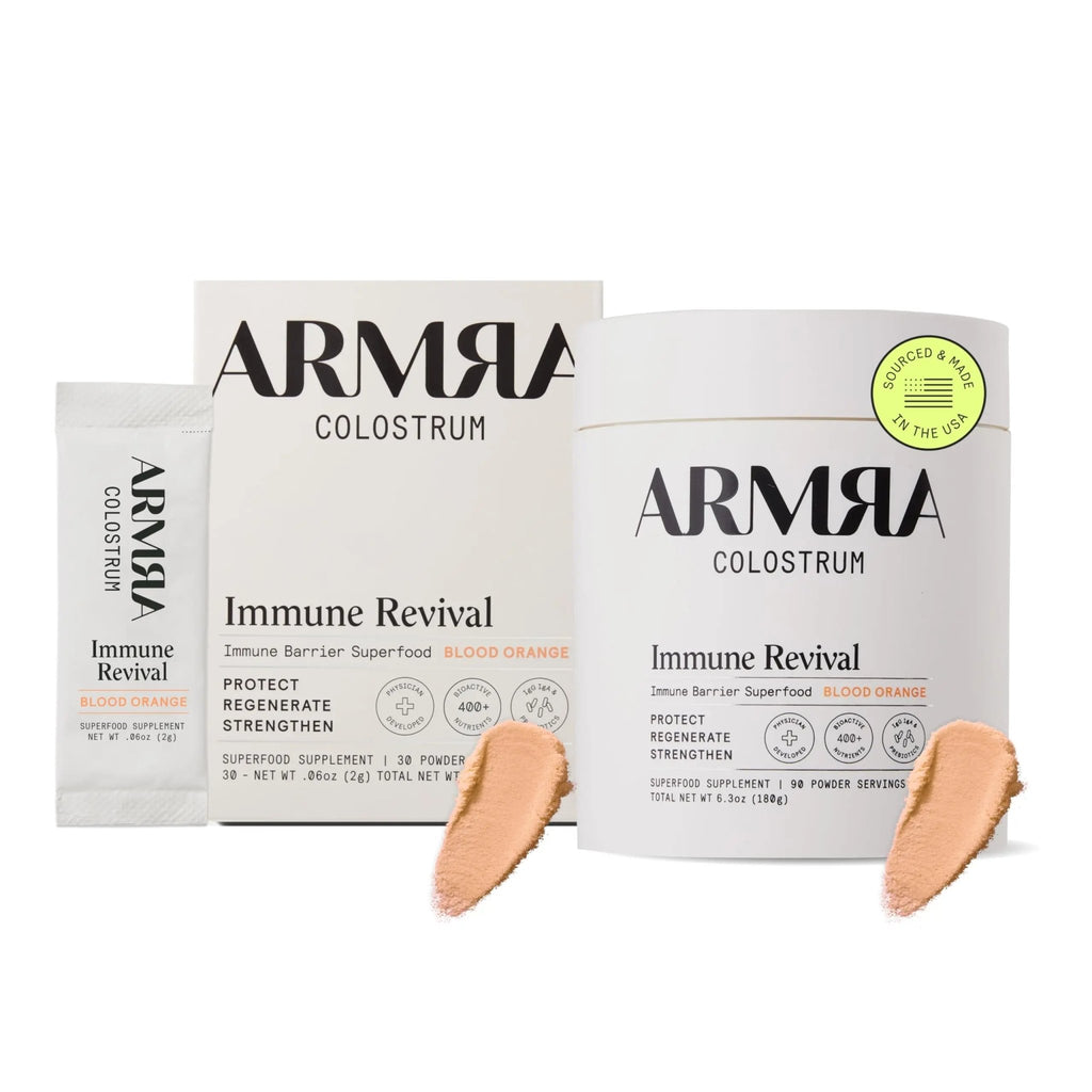 ARMRA Colostrum™ Premium Powder, Grass Fed, Gut Health Bloating Immunity Skin & Hair, Contains 400+ Bioactive Nutrients, Keto, Gluten & Fat Free (Blood Orange Bundle | 120 Servings) - TrustMedUSA