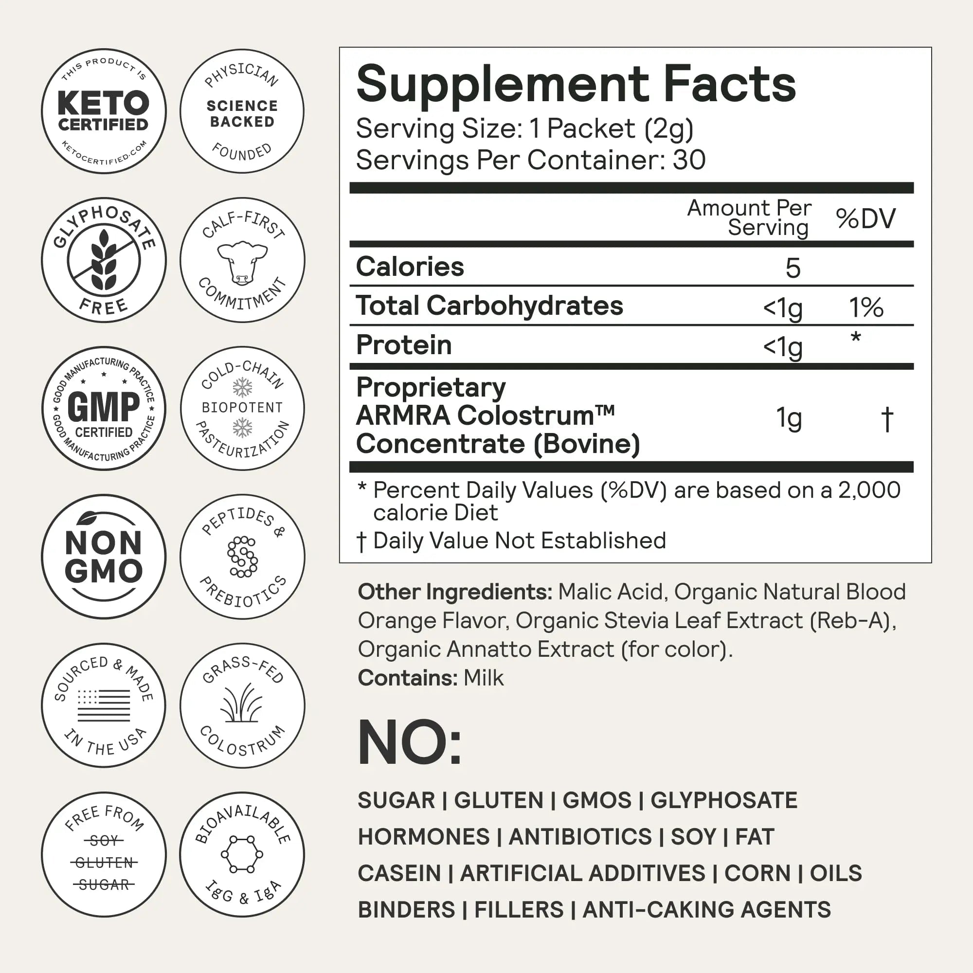 ARMRA Colostrum™ Premium Powder, Grass Fed, Gut Health Bloating Immunity Skin & Hair, Contains 400+ Bioactive Nutrients, Keto, Gluten & Fat Free (Blood Orange Bundle | 120 Servings) - TrustMedUSA