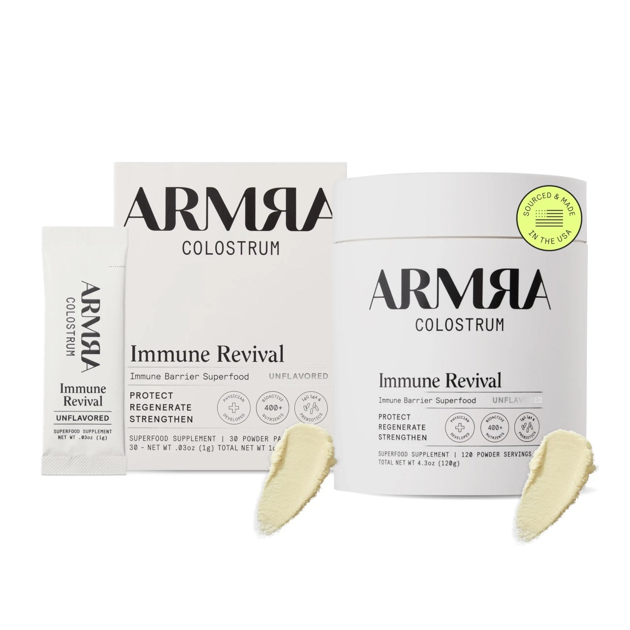 ARMRA Colostrum™ Premium Powder, Grass Fed, Gut Health Bloating Immunity Skin & Hair, Contains 400+ Bioactive Nutrients, Keto, Gluten & Fat Free (Unflavored Bundle | 150 Servings) - TrustMedUSA