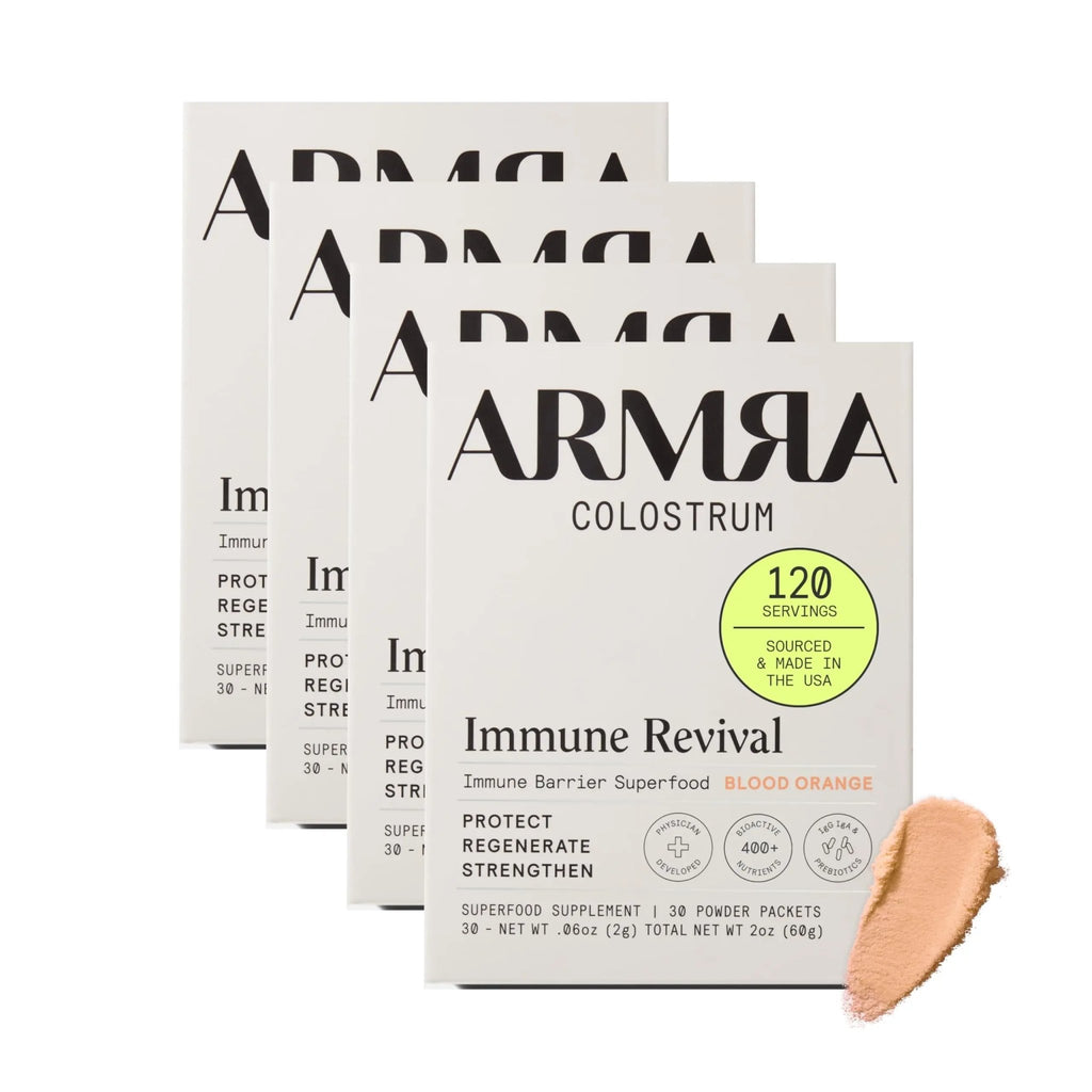 ARMRA Colostrum™ Premium Powder, Grass Fed, Gut Health Bloating Immunity Skin & Hair, Contains 400+ Bioactive Nutrients, Potent Bioavailable, Keto, Gluten & Fat Free (Blood Orange 30｜Blood Orange 60) - TrustMedUSA