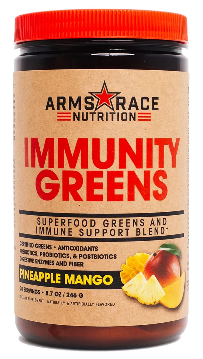 Arms Race Nutrition Immunity Greens Superfood Greens and Immune Support Blend - 9.2 oz. (30 Servings) (Pineapple Mango) - TrustMedUSA