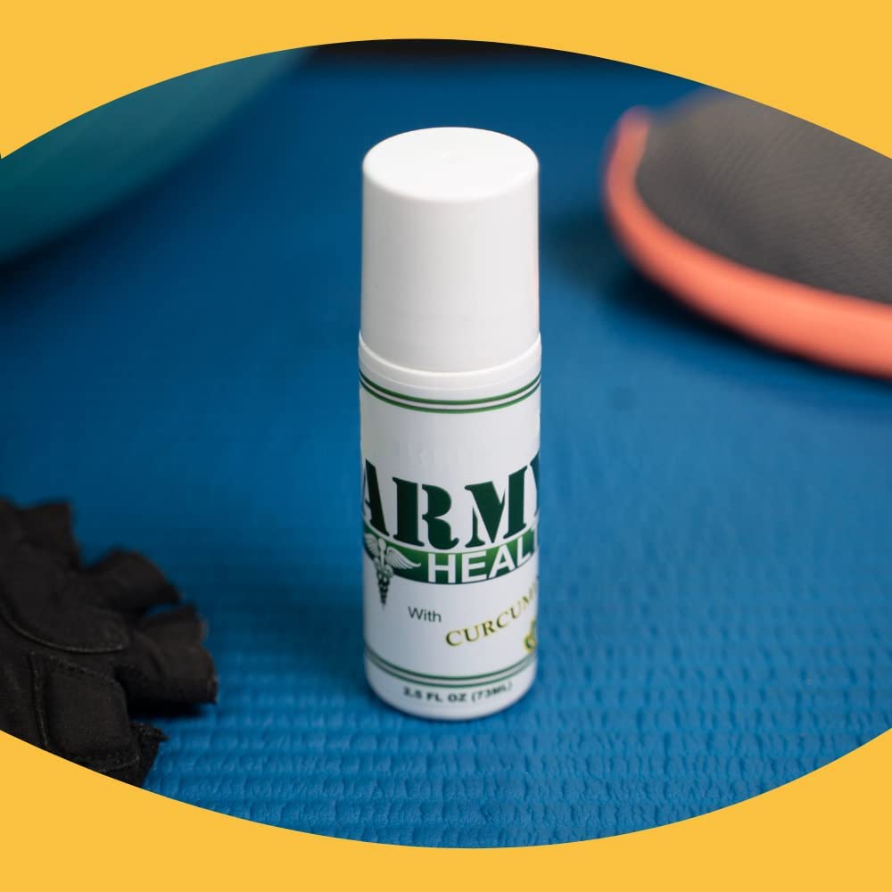 ARMY HEALTH Roll On 100% Natural Turmeric Curcumin - Pain Reliever - Inflammation - Headache - Backache - Joint and Muscle Pain 2.5 Oz - TrustMedUSA