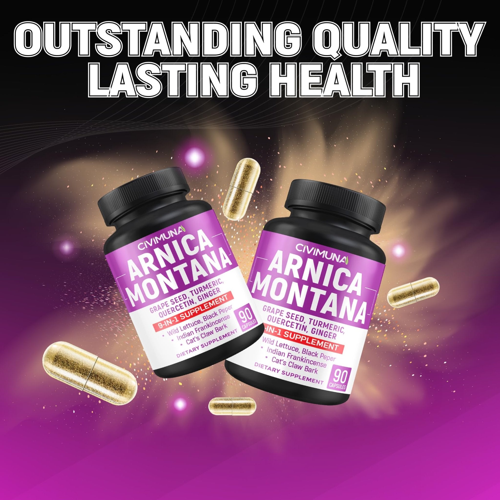 Arnica Capsules with Arnica, Grape Seed, Turmeric and More - 90 Capsules for 3 Months Supply - TrustMedUSA