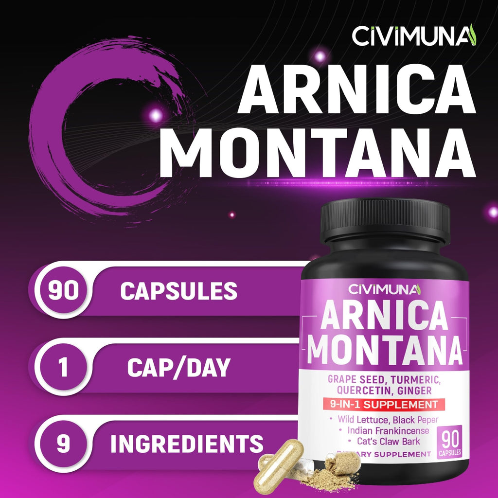 Arnica Capsules with Arnica, Grape Seed, Turmeric and More - 90 Capsules for 3 Months Supply - TrustMedUSA