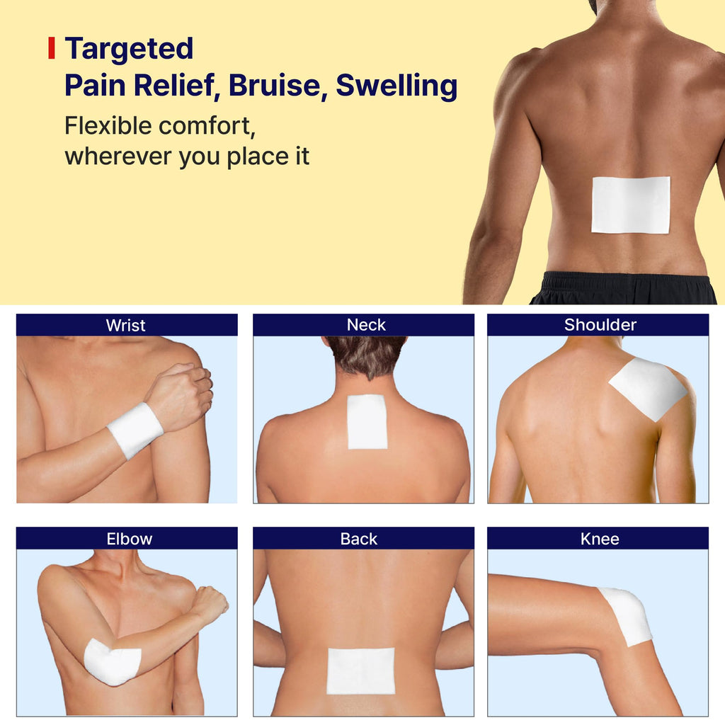 Arnica Hydrogel Pain Relief Patches | Natural Relief for Muscle, Joint, Bruises & Swelling | Flexible, Non-Greasy & Long-Lasting | Great for Back, Knee & Neck Pain (3.9"x4.7", 10, Count) - TrustMedUSA