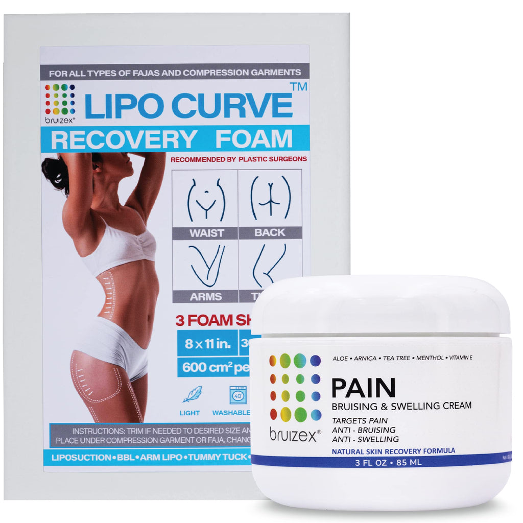 Arnica Montana Bruising & Swelling Cream & LipoCurve Foam Post Surgery Pads Bundle, for Liposuction Post Surgery Recovery & Lymphatic Drainage - TrustMedUSA