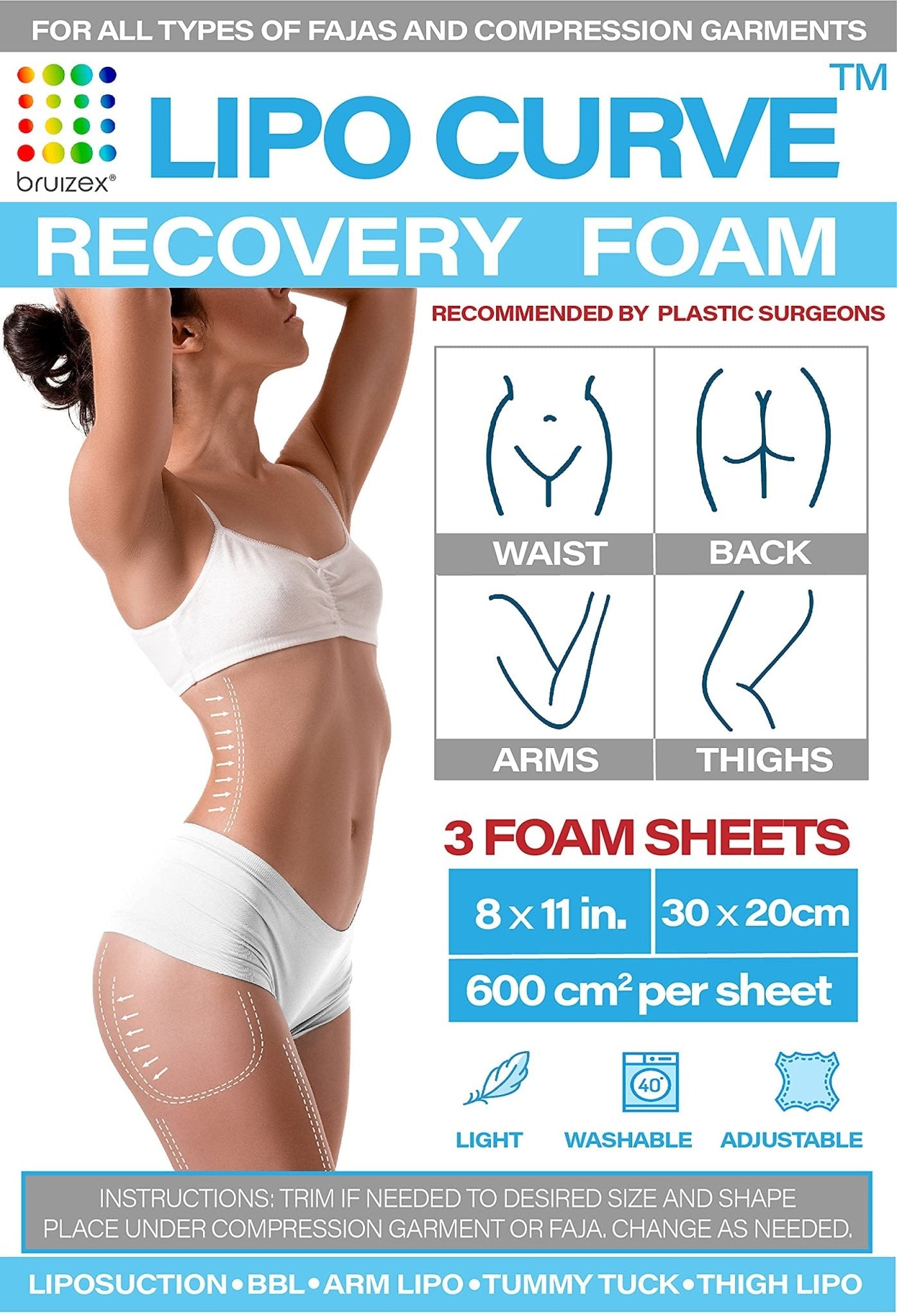 Arnica Montana Bruising & Swelling Cream & LipoCurve Foam Post Surgery Pads Bundle, for Liposuction Post Surgery Recovery & Lymphatic Drainage - TrustMedUSA