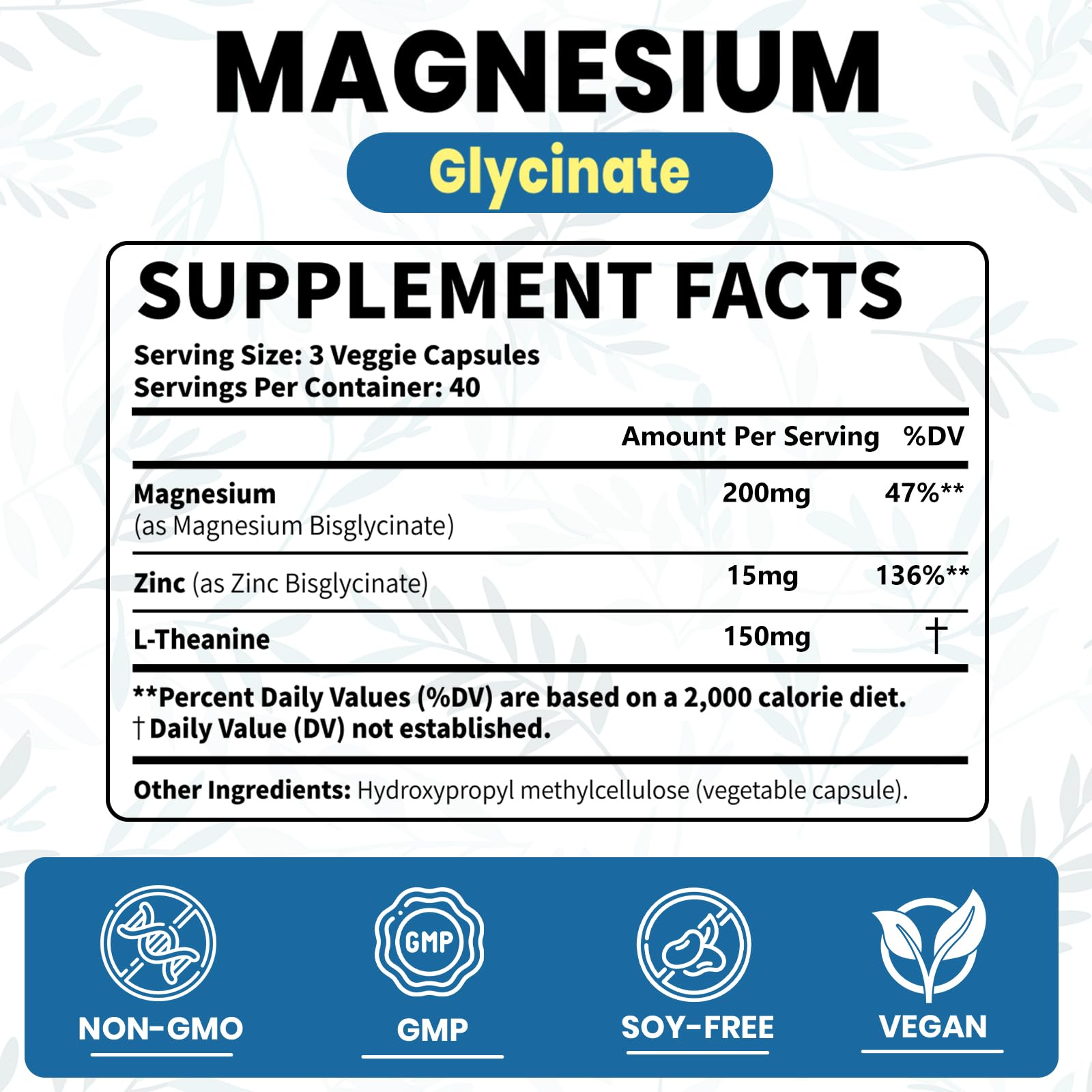 AROFUM Magnesium Glycine 200 mg, with L-theanine and Zinc Glycine – Magnesium Supplement to Help Soothe Emotions, Balance Stress, and Promote restful Sleep – Non-GMO Vegan Capsules, 120 Capsules - TrustMedUSA