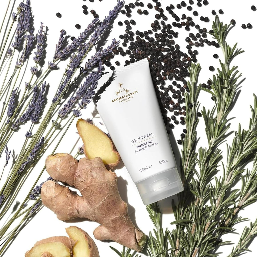 Aromatherapy Associates De-Stress Muscle Gel, Cooling & Warming Massage Gel with Ginger, Black Pepper & Rosemary Essential Oils for Daily Tension & Post-Activity Comfort, 5.07 oz - TrustMedUSA