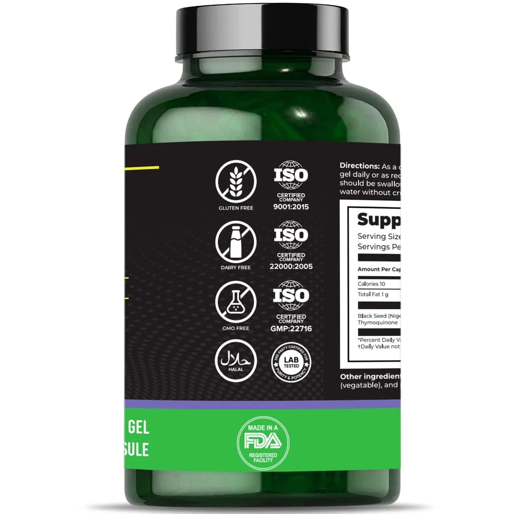 aromel Black Seed Oil Capsules, 90 Days Supply, 2% Thymoquinone, Non-GMO - TrustMedUSA