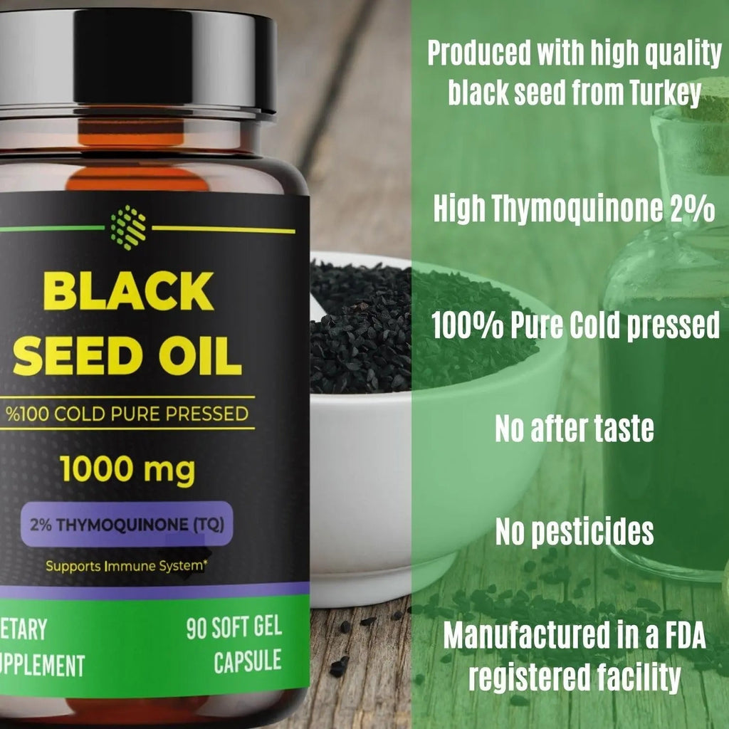 aromel Black Seed Oil Capsules, 90 Days Supply, 2% Thymoquinone, Non-GMO - TrustMedUSA