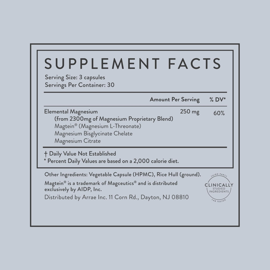 Arrae Magnesium Supplement, Magnesium Glycinate, Citrate & L-threonate, 250 mg, Support Mood, Sleep, Nerves, and Muscles,90 Capsules - TrustMedUSA