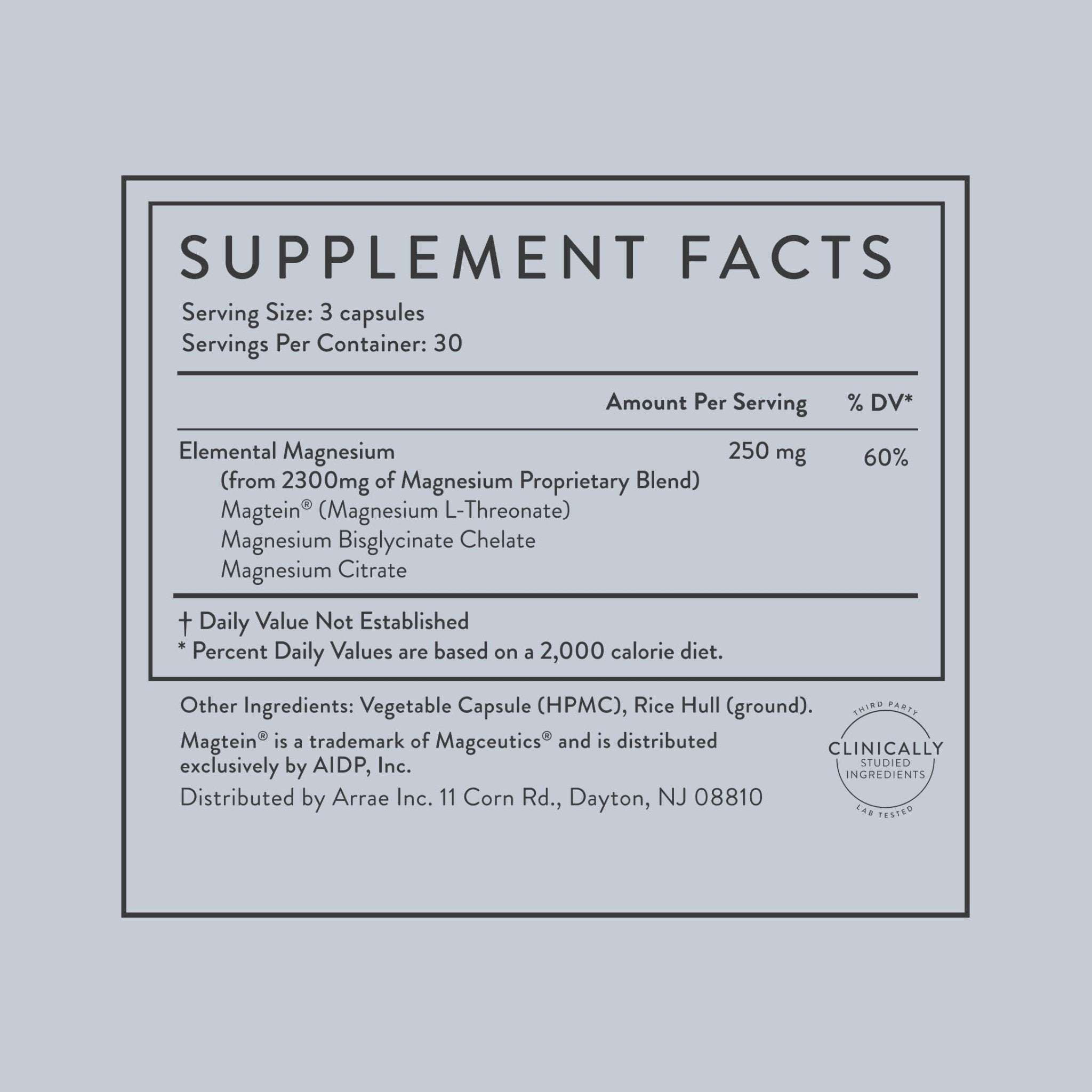 Arrae Magnesium Supplement, Magnesium Glycinate, Citrate & L-threonate, 250 mg, Support Mood, Sleep, Nerves, and Muscles,90 Capsules - TrustMedUSA