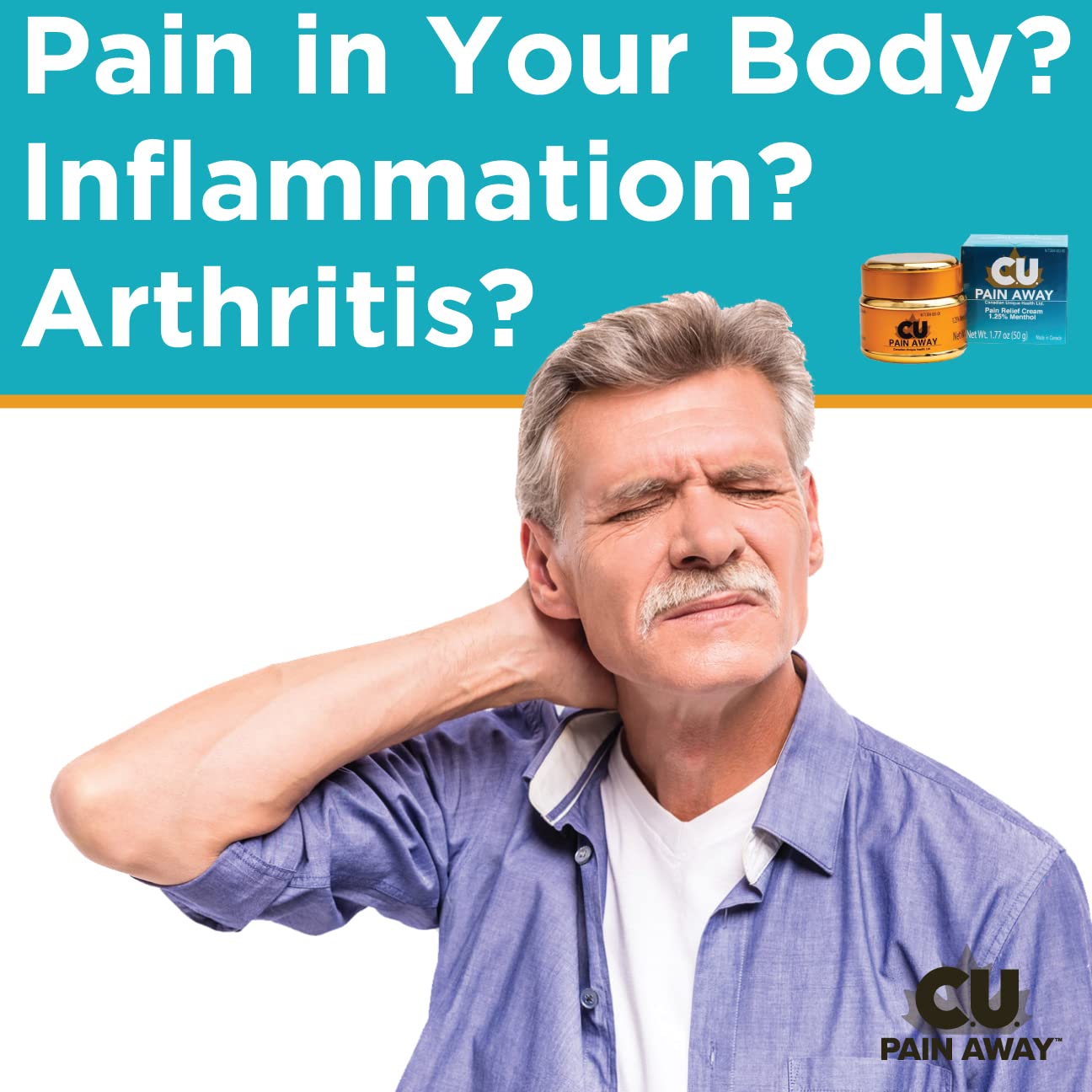 Arthritis Pain Relief Cream - C.U. Pain Away. Reduce Inflammation, Improve Mobility, Rapid Relief. Effective Muscle and Joint Pain Relief. All-Natural Ingredients. - TrustMedUSA