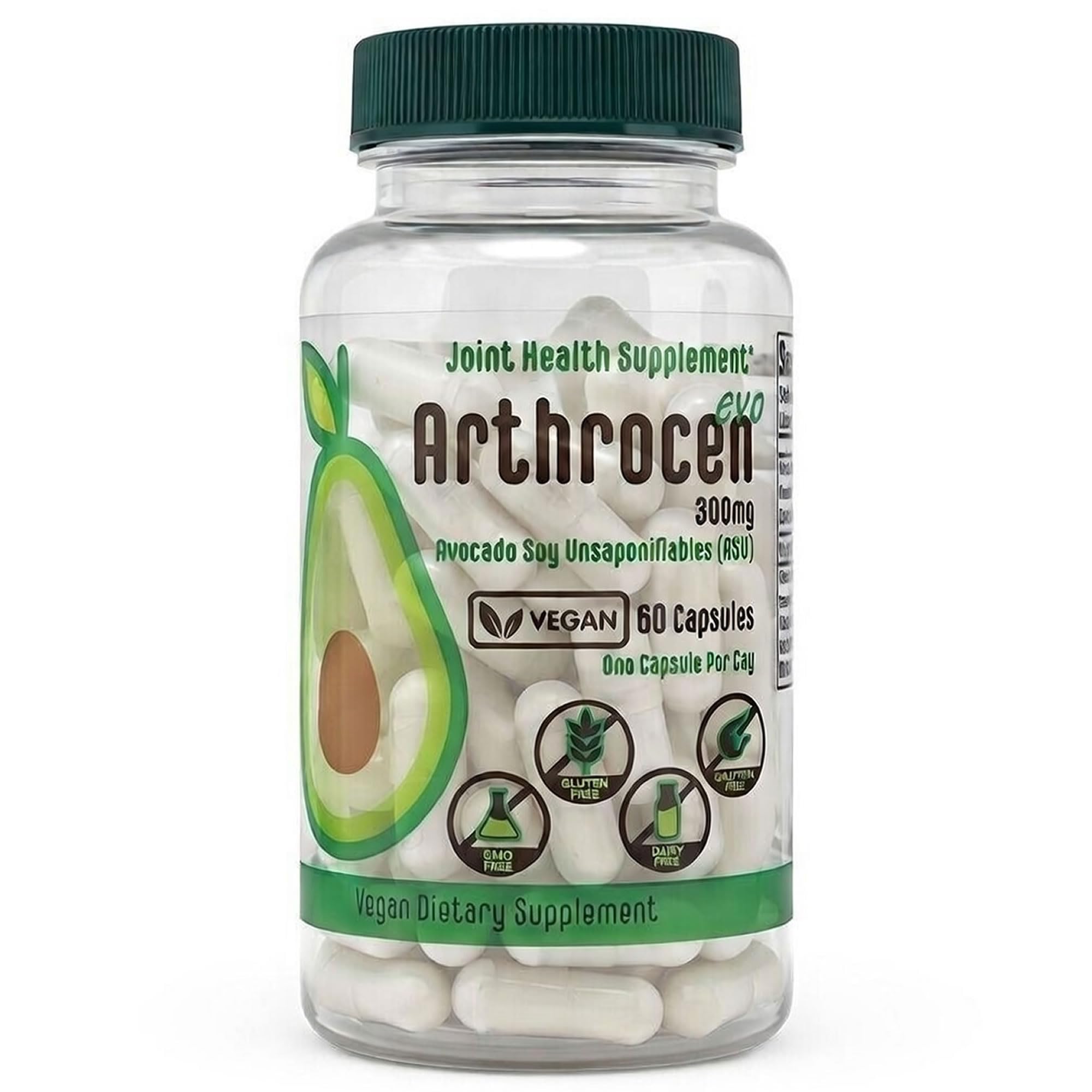 Arthrocen EVO ASU 300 mg Vegan Joint Comfort & Mobility Support Supplement – Clinically Evaluated, Made in USA Plant-Based Formula, Glucosamine Alternative, 60 Capsules (2 Months) - TrustMedUSA