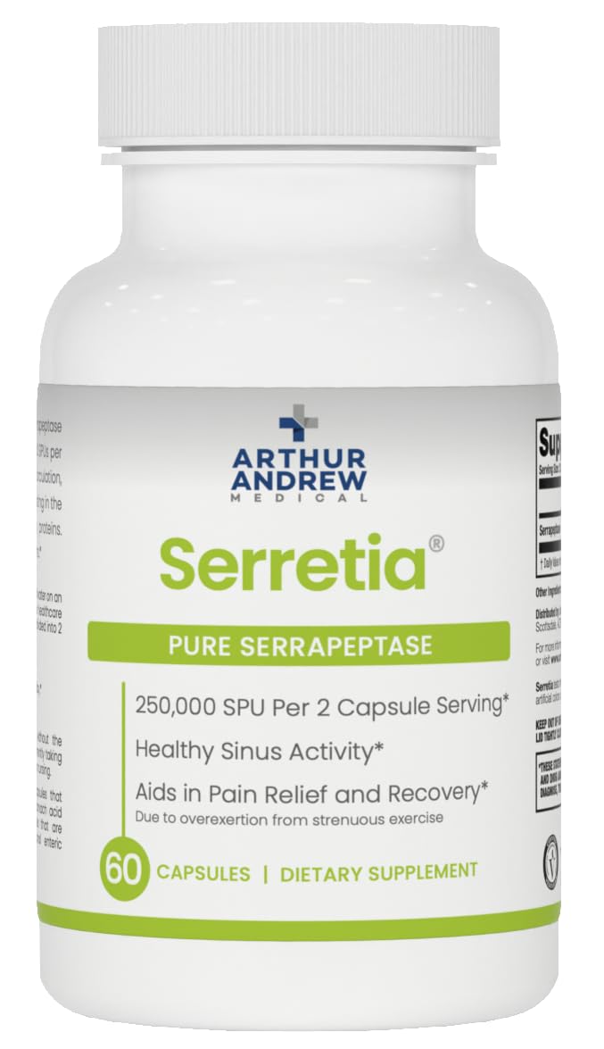 Arthur Andrew Medical, Serretia, Serrapeptase Formula for Muscle and Sinus Support, 60 Capsules - TrustMedUSA