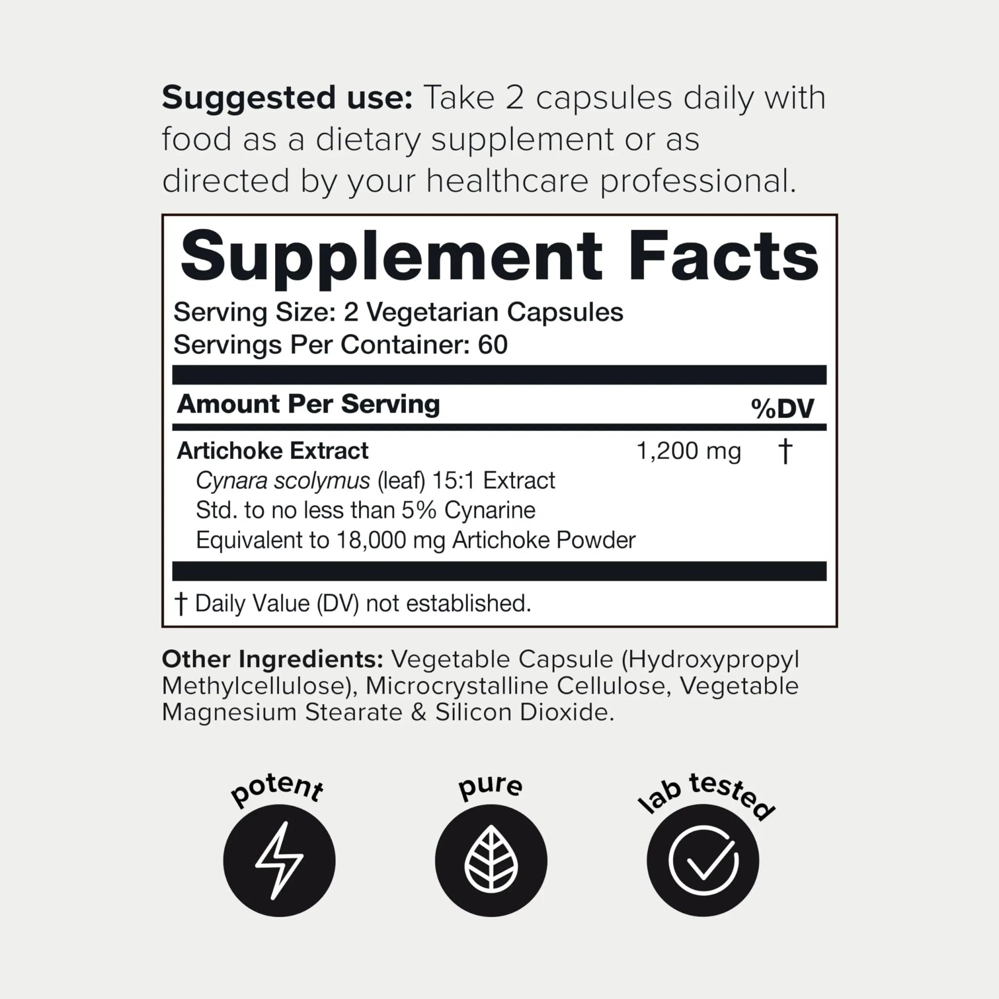 Artichoke Extract Capsules (18000mg) with 60mg of Cynarine - Digestion and Liver - TrustMedUSA