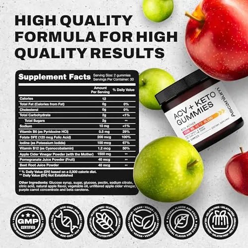 Ascanium Keto ACV Gummies 1500mg - Low-Sugar & Low-Carbs Apple - TrustMedUSA