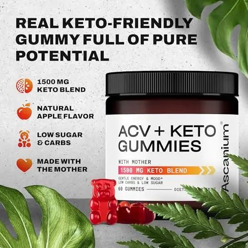 Ascanium Keto ACV Gummies 1500mg - Low-Sugar & Low-Carbs Apple - TrustMedUSA