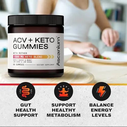 Ascanium Keto ACV Gummies 1500mg - Low-Sugar & Low-Carbs Apple - TrustMedUSA