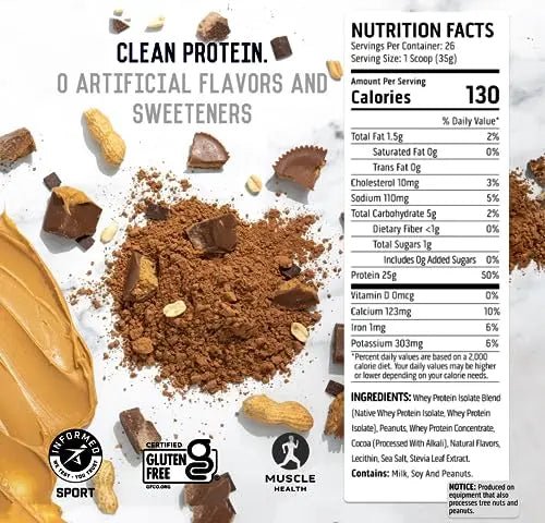 Ascent 100% Whey Protein Powder - Post Workout Whey Protein Isolate, Zero Artificial - TrustMedUSA