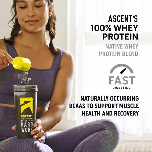 Ascent 100% Whey Protein Powder - Post Workout Whey Protein Isolate, Zero Artificial - TrustMedUSA