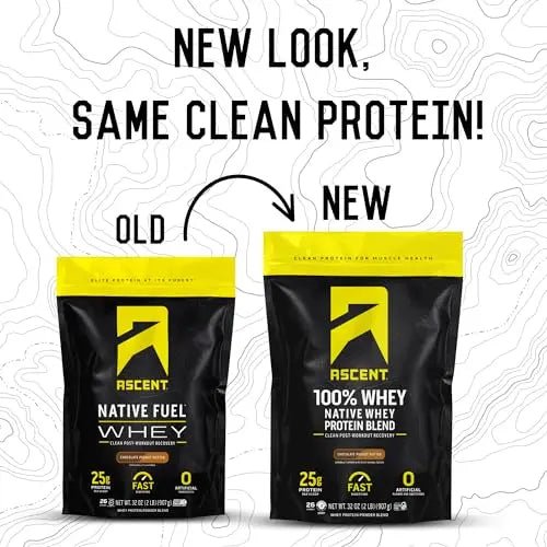 Ascent 100% Whey Protein Powder - Post Workout Whey Protein Isolate, Zero Artificial - TrustMedUSA