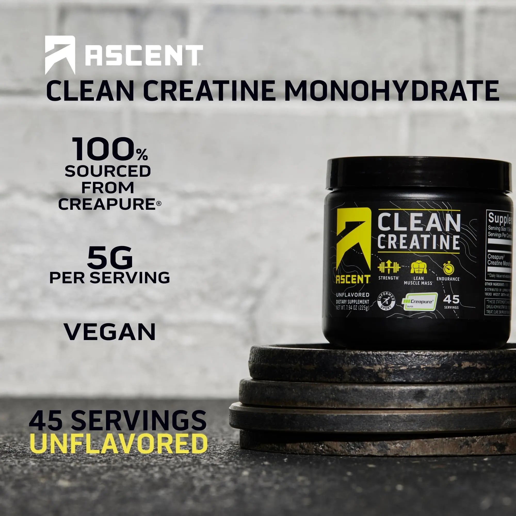 Ascent Clean Creatine Monohydrate Powder - 5G Per Serving, Creapure Creatine Supple - TrustMedUSA
