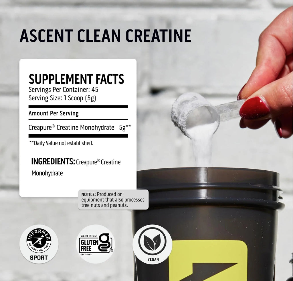 Ascent Clean Creatine Monohydrate Powder - 5G Per Serving, Creapure Creatine Supple - TrustMedUSA