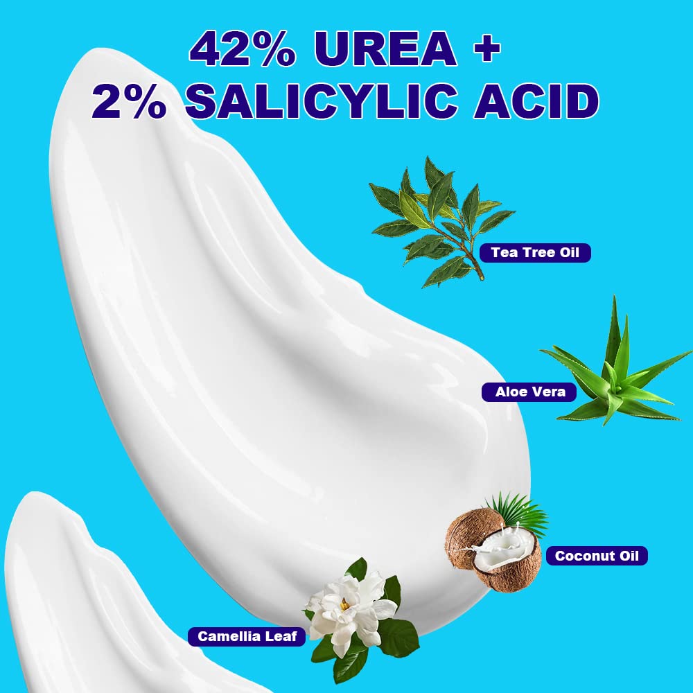 ASDToTio Urea Cream 42% - Premium Urea Foot Cream - With 2% Salicylic Acid, Tea Tree Oil, Shea Butter, Aloe Vera - For Feet, Hands, Heels, Elbows, Knees and More - 4 oz - Maple Wellness Supplements