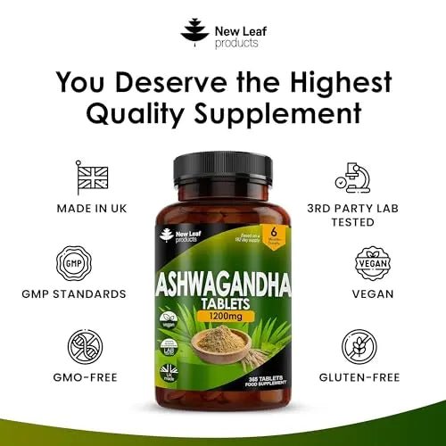 Ashwagandha 1200mg - 365 Vegan Tablets Pure High Strength Ashwagandha Root - TrustMedUSA