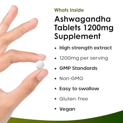Ashwagandha 1200mg - 365 Vegan Tablets Pure High Strength Ashwagandha Root - TrustMedUSA