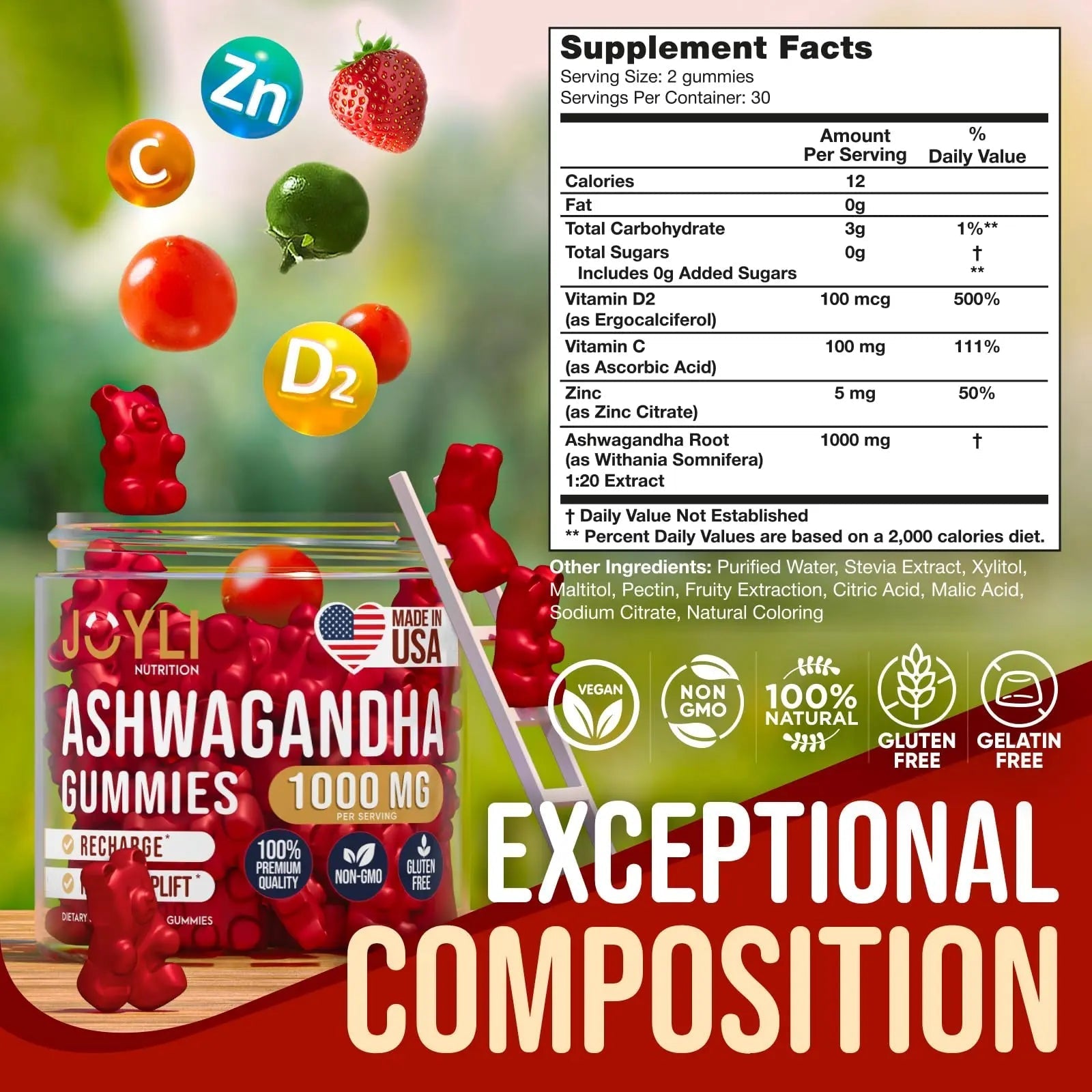 Ashwagandha Gummies for Women & Men - Natural Calm Gummies with Ashwagandha - TrustMedUSA