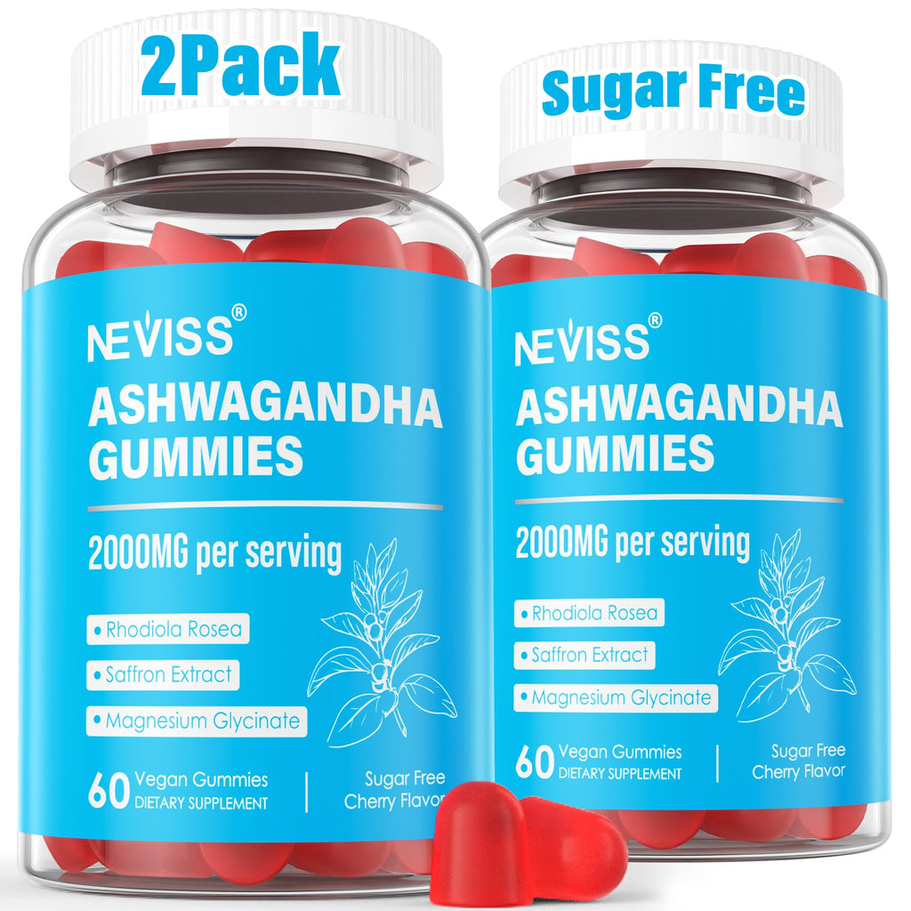 Ashwagandha Gummies, Magnesium Glycinate Gummies 2000mg for Adults, Vitamin B6, Zinc, Rhodiola Rosea, Lemon Balm, Relaxation Support, Natural Zzz, Brain, Muscle, Stamina, Energy, Sugar Free - TrustMedUSA