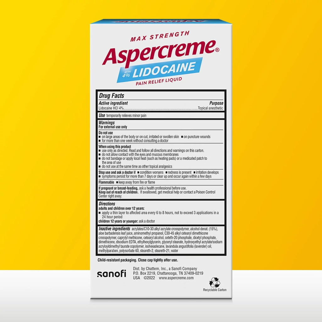 Aspercreme Essential Oils Lidocaine Pain Relief with No-Mess Roll-On Applicator, Max-Strength Lidocaine Numbs Away Nerve Pain, Moisturizing Aloe Hydrates Skin, Lavender, 2.5 Oz., 2pk - TrustMedUSA
