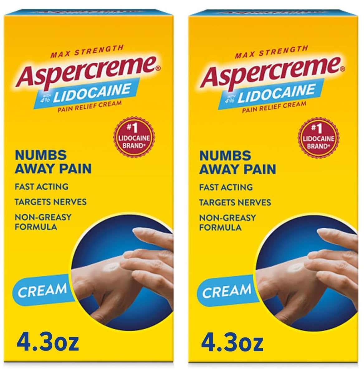 Aspercreme with Lidocaine Maximum Strength Pain Relief Cream, 4.3 Oz (Pack of 2) - TrustMedUSA