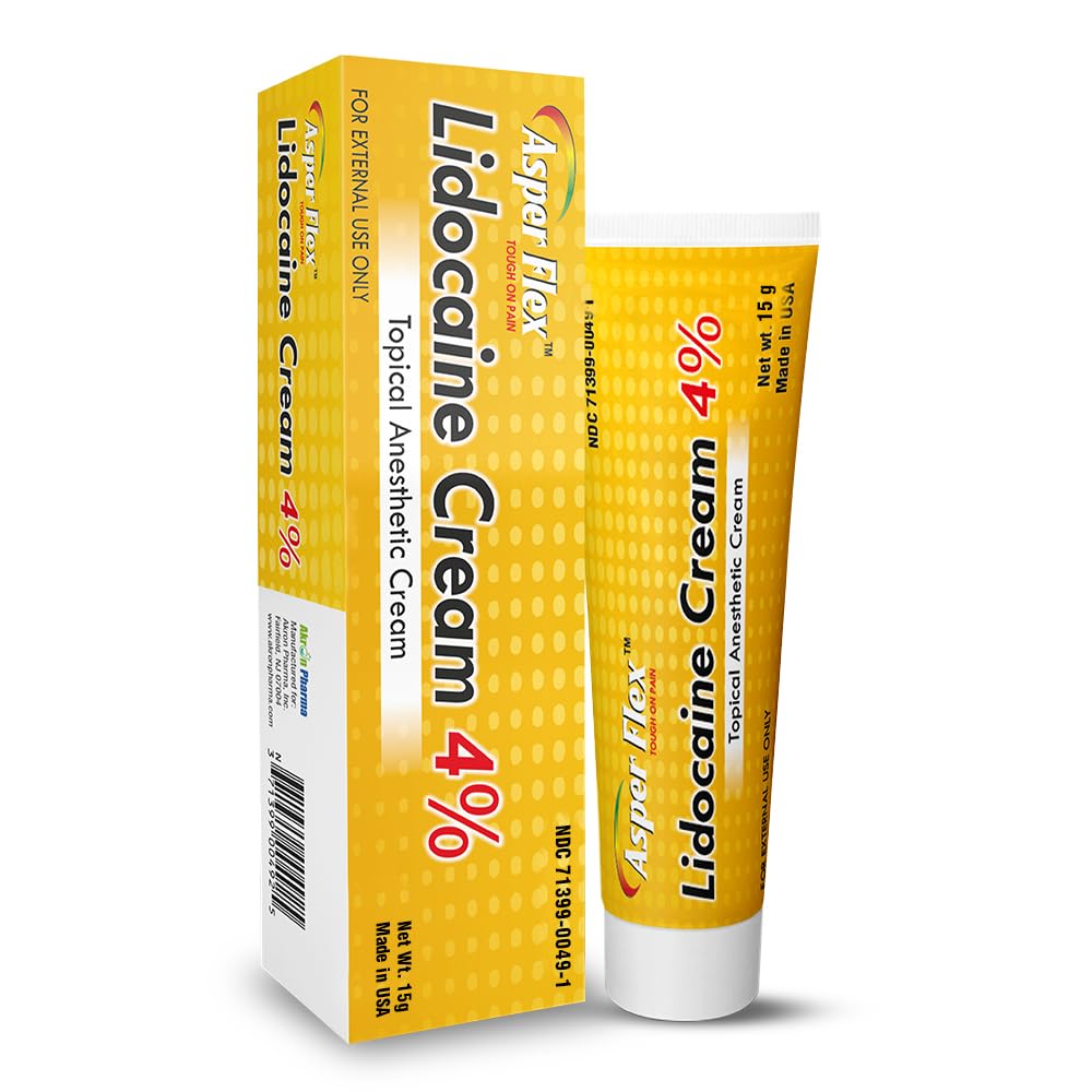 ASPERFLEX™ Lidocaine Pain Relief Cream 4% - Fast-Acting Numbing Cream for Muscle & Joint Pain, Arthritis, Backache, and More - 15G - TrustMedUSA