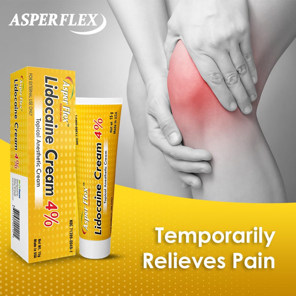 ASPERFLEX™ Lidocaine Pain Relief Cream 4% - Fast-Acting Numbing Cream for Muscle & Joint Pain, Arthritis, Backache, and More - 15G - TrustMedUSA