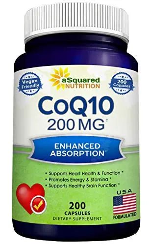 aSquared Nutrition CoQ10 (200 Capsules and 200mg) - High Absorption Vegan CO Q-10 - TrustMedUSA
