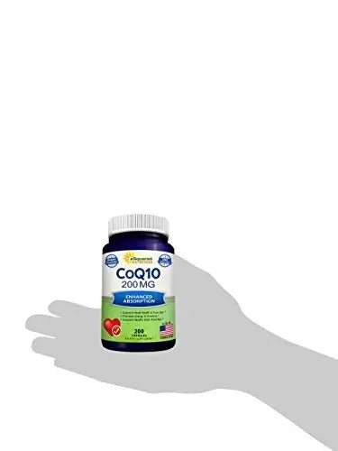 aSquared Nutrition CoQ10 (200 Capsules and 200mg) - High Absorption Vegan CO Q-10 - TrustMedUSA
