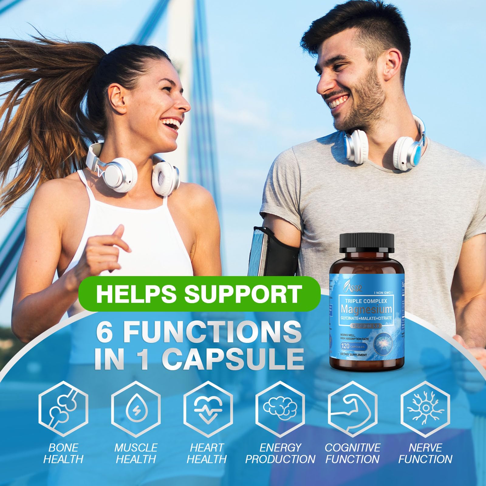 ASSR Triple Magnesium Complex – 300mg Magnesium Supplement with Glycinate, Malate & Citrate – Supports Relaxation, Muscle & Nerve Function - TrustMedUSA