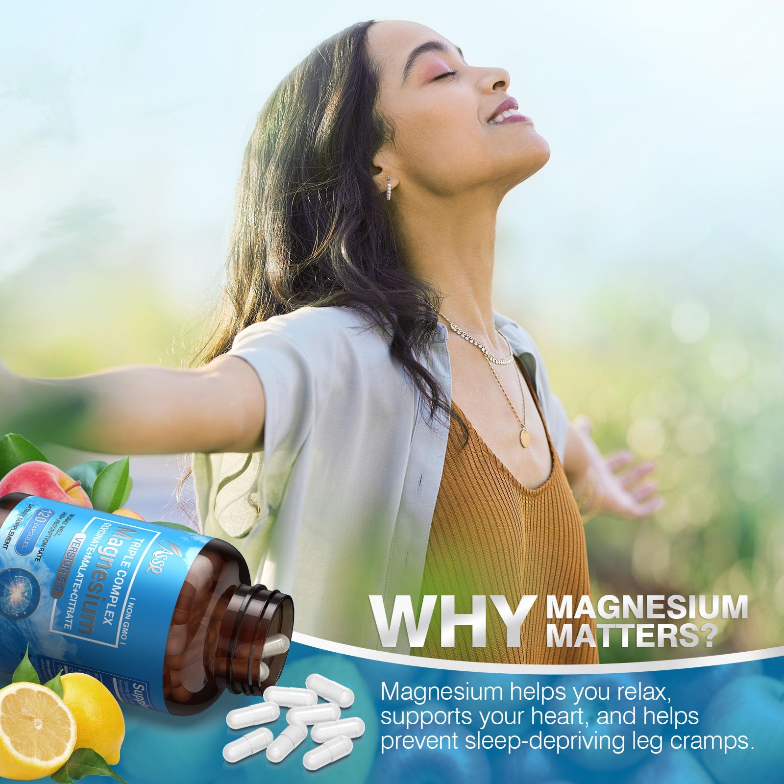 ASSR Triple Magnesium Complex – 300mg Magnesium Supplement with Glycinate, Malate & Citrate – Supports Relaxation, Muscle & Nerve Function - TrustMedUSA
