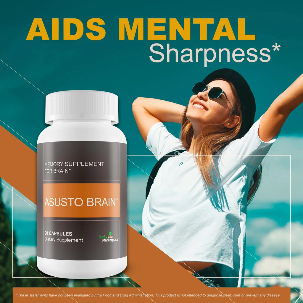 Asusto Memory Supplement for Brain - Improved Capsule Formula - Natural Brain, Memory, & Focus Support - Brain Support - Brain Supplement - Nootropic - Natural Asusto Sandalwood Improved Formula - TrustMedUSA