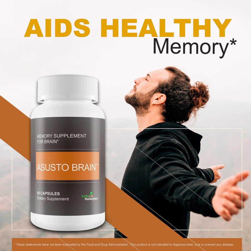 Asusto Memory Supplement for Brain - Improved Capsule Formula - Natural Brain, Memory, & Focus Support - Brain Support - Brain Supplement - Nootropic - Natural Asusto Sandalwood Improved Formula - TrustMedUSA