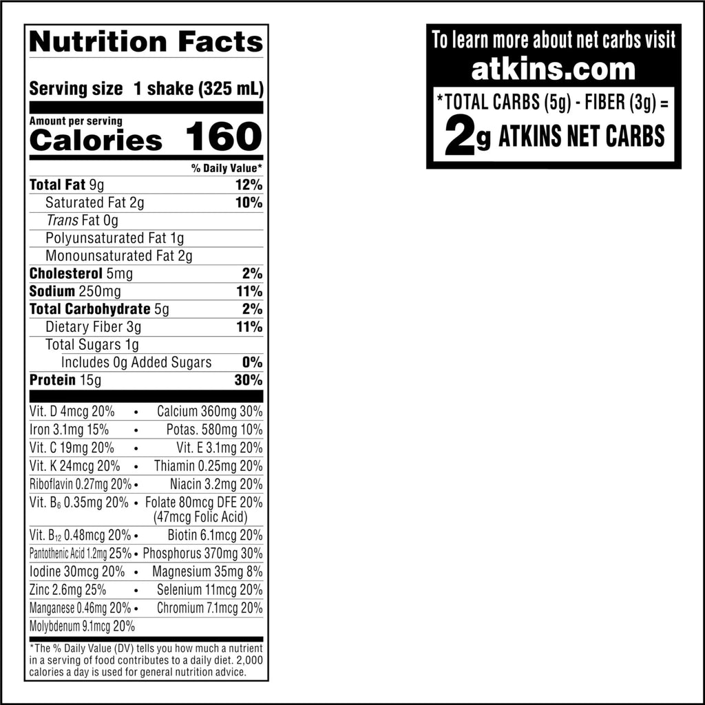 Atkins Milk Chocolate Delight Protein Shake, 15g Protein, Low Glycemic, 2g Net Carb - TrustMedUSA