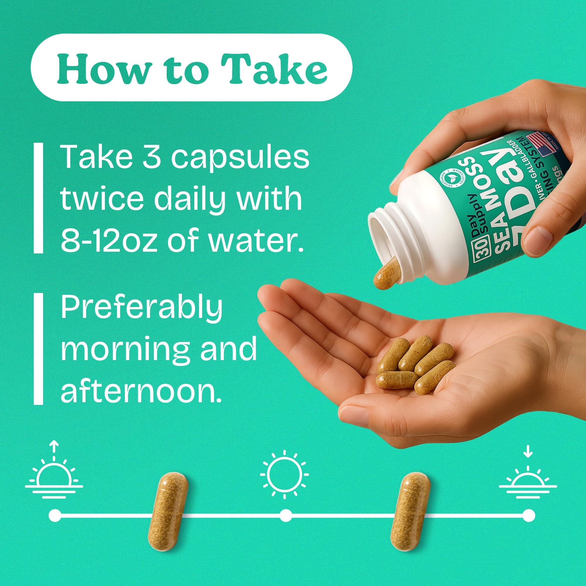 Atlantic Naturals Sea Moss Capsules – 7 Day Herbal Blend for Liver & Gallbladder Wellness – with Dandelion Root, Milk Thistle, Burdock Root, Red Clover & Chanca Piedra – 180 Count Sea Moss Capsules - TrustMedUSA