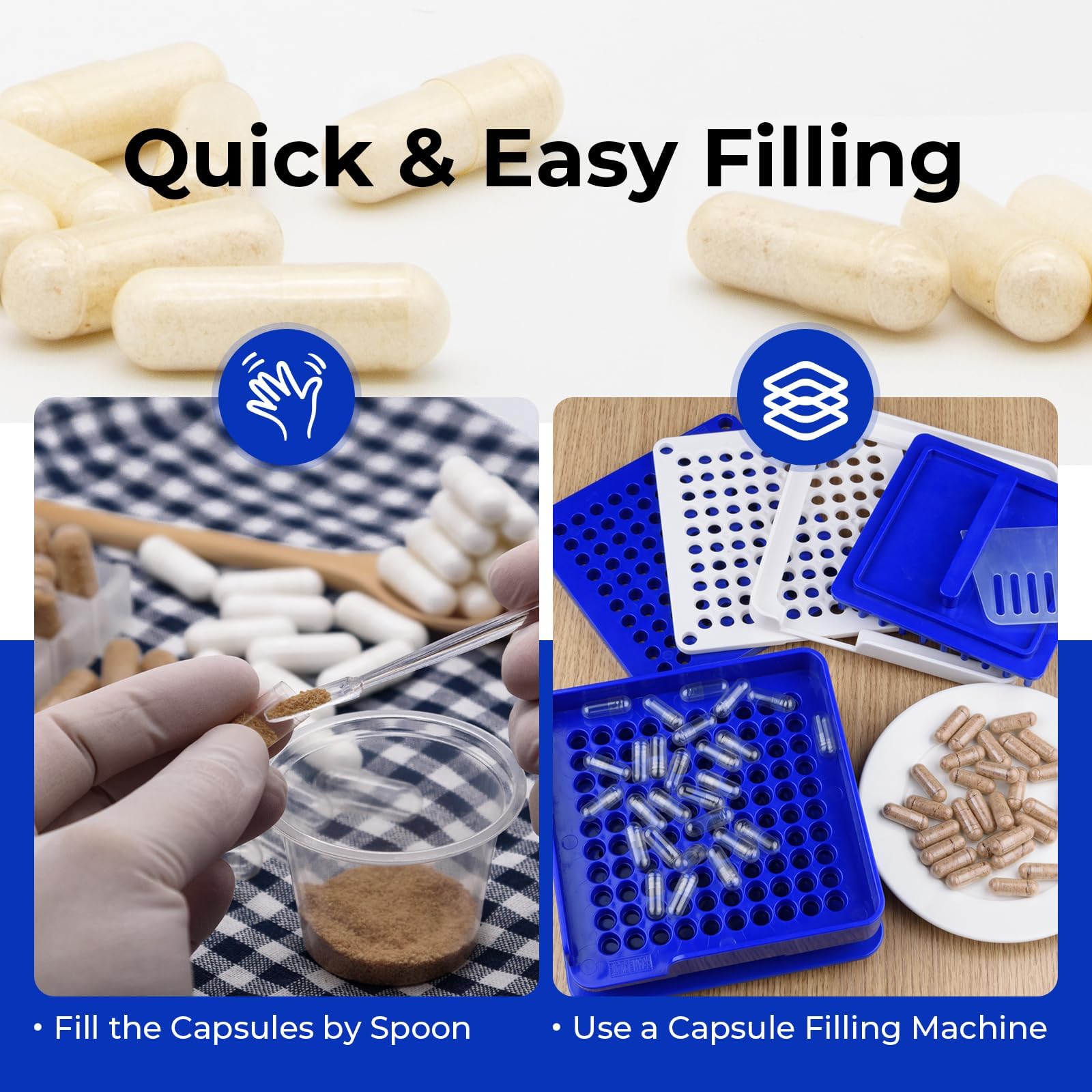 ATLEMISME Empty Vegan Capsules Size 0, 500-Count DIY Vegetable Capsules for Filling | Includes 2 Micro Lab Spoons - TrustMedUSA