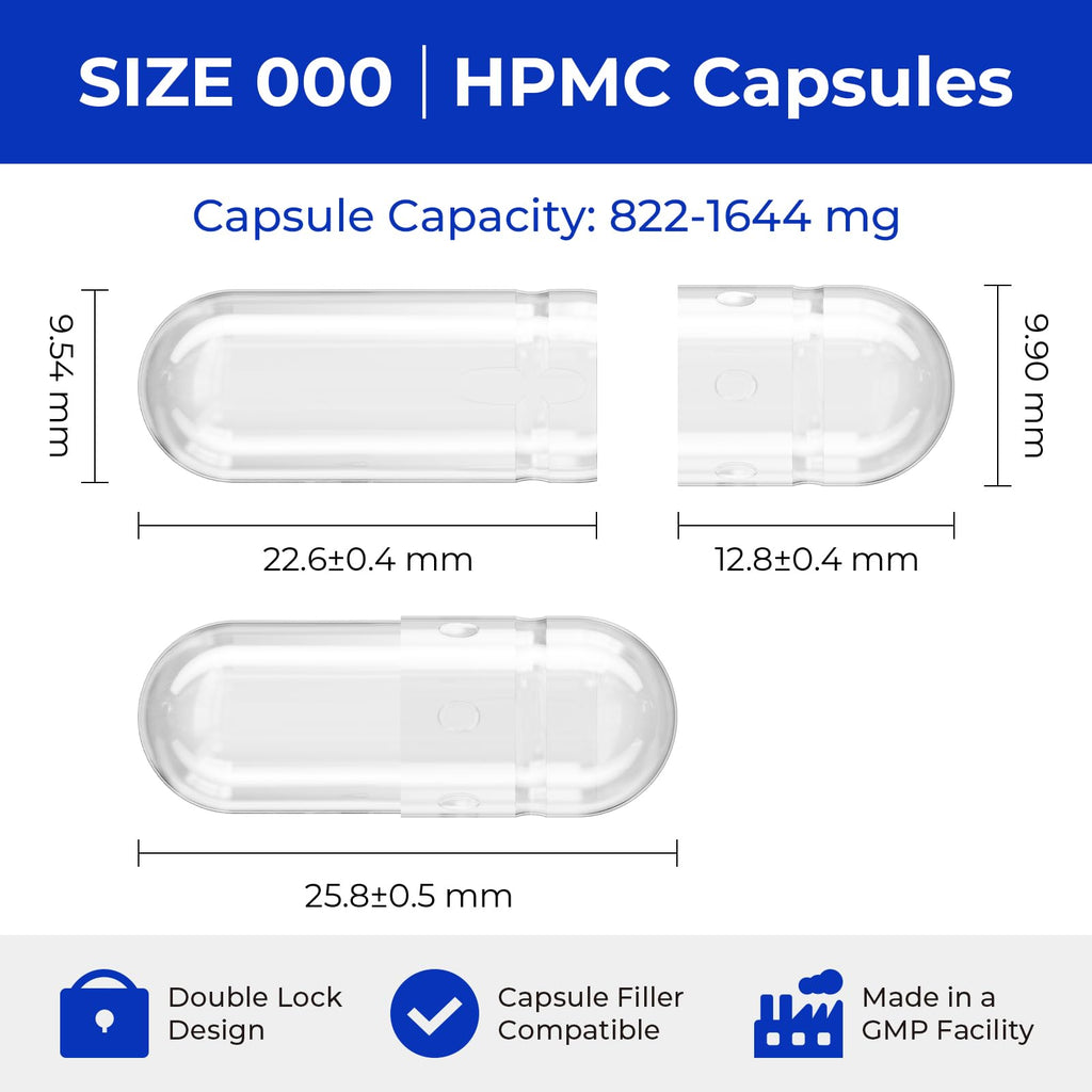 ATLEMISME Empty Vegan Capsules Size 000-1000 Count Vegetable Capsules for DIY Filling with 2 Micro Lab Spoons - TrustMedUSA